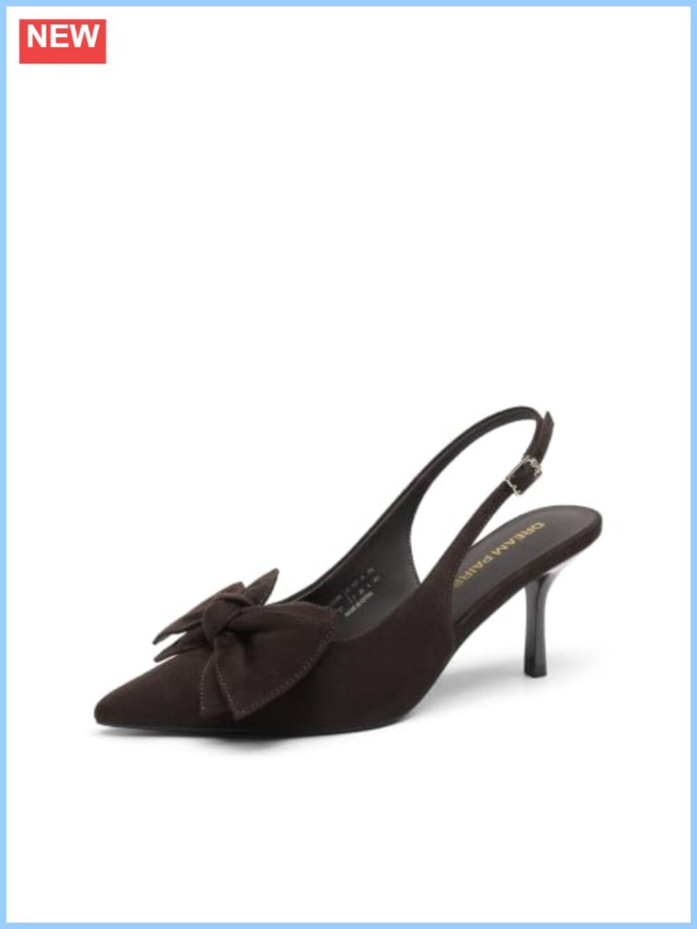 Slingback Pump Heels with Bow 3-Inch Stiletto Pointed Toe Faux Suede